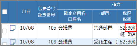 控除割合の表示